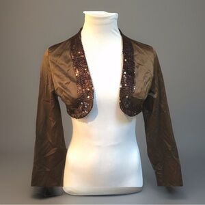 Griffin Paris Brown Shiny Sequin Cropped Jacket